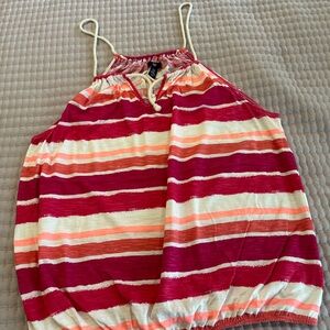 GAP Striped Tank Top - Pink, Cream